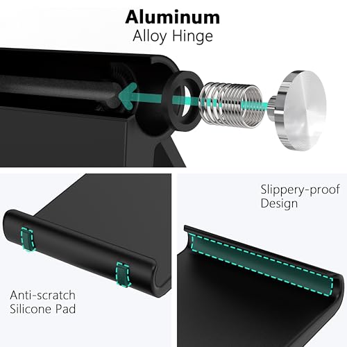 Cell Phone Foldable Stand for Desk, Portable Cell Phone Holder, Adjustable Tablet Dock, Office Desk Accessories for iPhone 17 16 15 14 13 Pro Max Air, Galaxy S25, S24, Black - color: Black