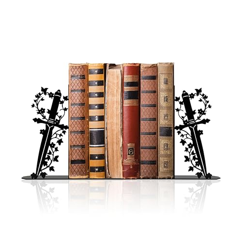 Cute Book Ends for Shelves – Decorative Dagger-Themed Bookends for Shelves, Unique Bookends for Home, Office, or Gift – Sturdy Metal Book Ends Decorative