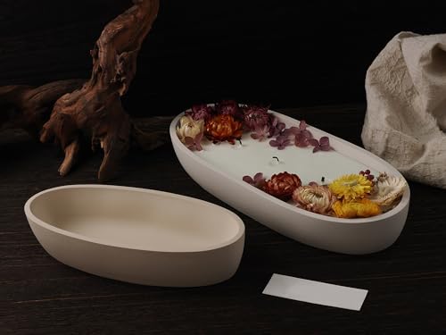 Oval Candle Boat Jar Molds, Creative Silicone Vessels Pot Molds, Concrete Container Storage Tray Making Moulds for Storage Holder Jewelry Box Vase Aroma Cup (S) - color: S