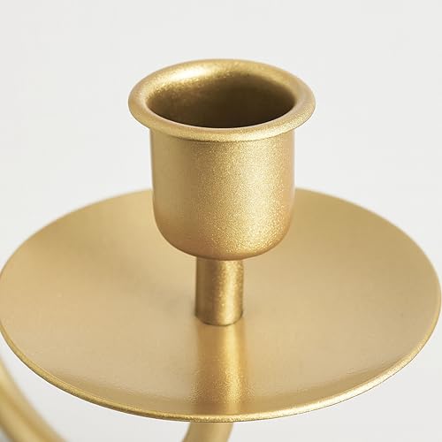 Wall Candle Holders Set of 2 Handcrafted Wrought Iron Sconces with Gold Finish, Easy to Install Modern Candle Holders for Living Room, Bedroom, Hallway, Wedding or Holiday Decor - color: Gold