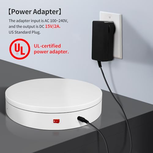 15.8In Remote Large Motorized electric turntable Rotating platform Photography Turntable Motorized lazy susan Base giratoria para for Photography,3D Scanner,Heavy duty display(Load Range:220~500lbs) - size: 15.8inch/White/500Lbs Load