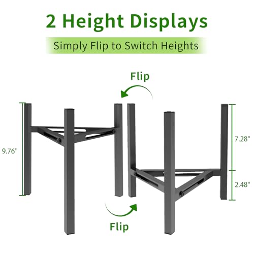 Airpark Plant Stand Indoor, Adjustable Metal Modern Plant Stands, Heavy Duty Stable Plant Pot Flower Holder Indoor Outdoor Corner, Fit 7 8 9 10 11 12 inch Pots, Black (Pot & Plant Not Included) - color: Black Upgraded Version