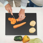 Mymonfif Tempered Glass Cutting Board for Kitchen, Black Glass Board for Countertop, Heat Resistant, with Non-Slip Feet, 12x16" 1Pcs - color: 1Pcs Black