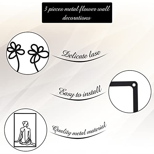 CHENGU 3 Pieces Metal Minimalist Abstract Woman Wall Art Line Drawing Wall Art Decor Single Line Female Home Hanging for Kitchen Bathroom Living Room - style: Back Style