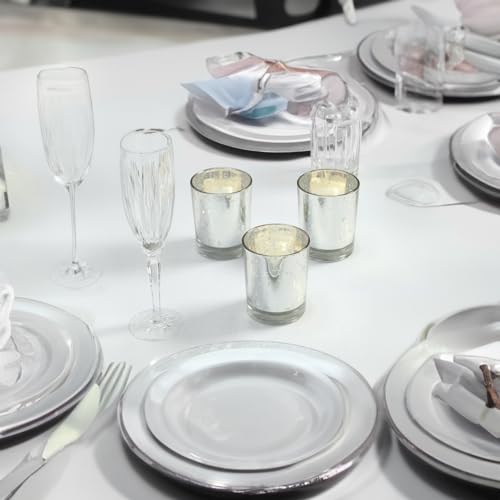 WGV Silver Speckled Tea Light Votive Candle Holder 2.2x2.75, Small Tiny Utility Cylinder Mercury Glass Vase, Home Accent Decor, 1 Pc - color: Silver-cylinder-2.75"