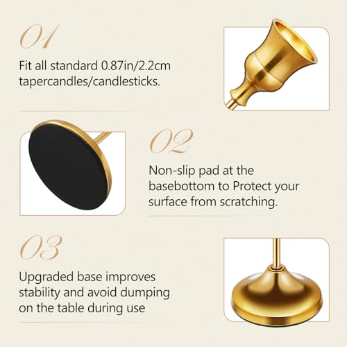 Candlestick Holders 6 PCS Metal Taper Candle Holders, KSWING Gold Candle Stick Holders Set, Perfect for Table Centerpiece Mantel Party Wedding Christmas Home Decor, Set of 6 - color: Gold, size: tall - 6pc