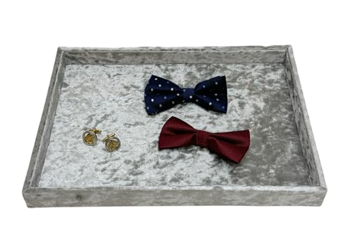 AgentMoon Noble Decorative Jewelry Tray,Luxury Goods Display Board,Bedside Organizer for Eyeglasses iPhone Watch.Original Design Flashing Velour.(Tabby Silver Grey) - color: Tabby Silver Grey
