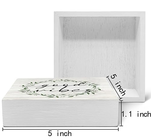 SRADMO Inspirational Botanical Eucalyptus Leaves Wood Box Sign Desk Decor, Wreaths Decor Eucalyptus Leaves Wooden Block Box Sign for Home Office Shelf Table Decorative Accessories - color: garland, size: 5″×5″