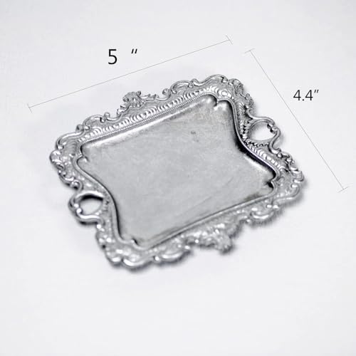 Funly mee Antique Trinket Dish Vintage Metal Jewelry Tray, Ring Holder (Sliver, S) - color: Silver, size: Small