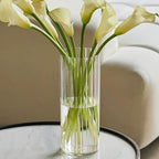 Flower Vase Acrylic Cylinder,7.86" Tall Ribbed Clear Vase for Centerpieces,Wedding Decorative,Home Décor, Non Breakable Plastic, 3.94"X7.86" Tall Round - Clear - size: 3.94" x 7.86"