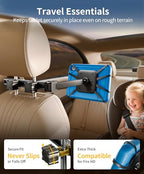 FANGOR Tablet Holder for Car - [3 in 1 Adjustable Extension Arm] Upgraded iPad Holder for car Backseat with Holding Net, Road Trip Essentials for Kids, for 7-13" iPad Pro, Air, Mini, Galaxy, Fire HD - size: 1 Pack - fit for 7-13" tablet