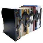 Metal Bookends, Book Ends for Heavy Books, Adjustable Book Holder for Shelves, Book Stopper for Home/School/Office, Extends up to 19 inches, Black - color: Black-new