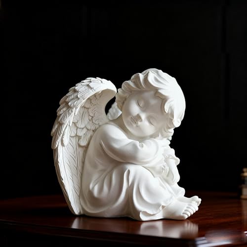 OwMell Little Angel Statue Figurine, Resin Cherub Statue Sleeping Angle Sculpture, Remembrance Healing Sympathy Gift for Memorial, Shelf Home Living Room Desktop Office Decoration - Sleeping Angel - color: Sleeping Angel