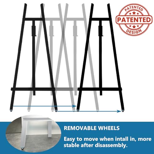 A - Frame Wooden Display Easel - Adjustable Lyre Beechwood Studio Easel Stand Holding Canvas Up to 90", Inclinable Artist Floor Painting Easel for Artwork Painting, Black - color: Black