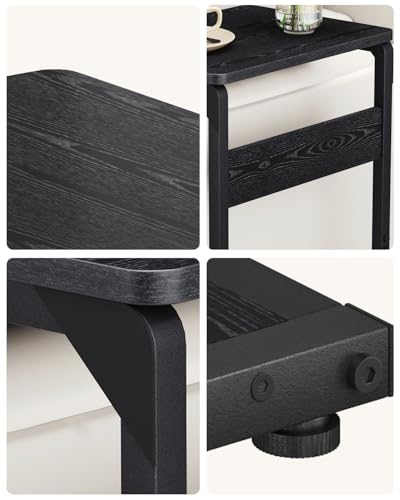 Small End Tables, Nightstand Set of 2, C Shaped Couch Side Table, Sofa TV Tray Table, Night Stand, Nightstands for Bedroom, Bedside, Living Room ET-YB-BKW2 - color: Black