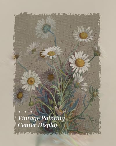 HUARCEY Vintage Ornate Textured Gold Framed Daisy Flower Canvas Wall Art, Nature-Inspired Tenacious Vitality Floral Artwork, Farmhouse Botanical Print Decor for Bathroom Bedroom Office 13x16 Inch - color: Vigorous Daisy, size: 16"L x 13"W