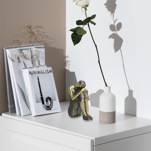 Pigort Rustic Gold Thinker Statue Abstract Sculpture - Collectible Woman Figurine Art Home Office Bookshelf Decorative Objects Desktop Decor for Women, 4.6 x 3.7 x 2.6 inches
