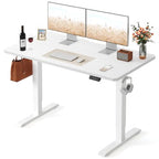 FEZIBO 48 x 24 Inchs Electric Standing Desk, Height Adjustable, Sit Stand Up, Computer Office Desk with Splice Board, White Frame/White Top - color: White, size: 48x24