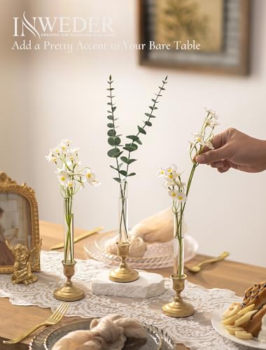 Bud Vases with Candlestick Holders: Set of 6 Clear Glass Vase with Silicon Sleeve for 0.87" Taper Candle Holder - Flower Vases for Centerpieces Wedding Table Party Decor - size: 6 PCs