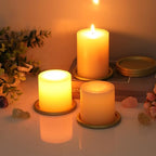 OwnMy 6PCS Iron Candle Holders for Pillar Candles, 3 Inch Metal Pillar Candle Plates and Trays, Small Round Tealight Holders Elegant Candle Stands Bases for Wedding Dining Table Centerpieces, Gold - color: Gold-6pcs