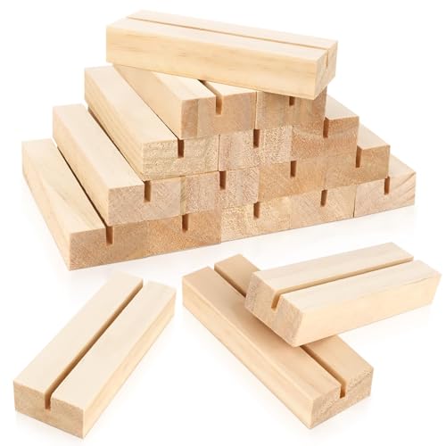 15Pcs 3.9x1.4 Inches Wood Table Number Stands, Wood Place Card Holders, Picture Holder Acrylic Sign Holders for Wedding, Ceremony, Birthday, Party, Home Decoration, Events ﻿ - size: 3.94" 15pcs