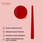 BOLSIUS 10 Count Unscented 10 Inch Red Household Taper Candles - 8 Hours Burn Time - Premium European Quality - Smokeless Dripless Taper Candlestick - Great for Special Occasion, Church, and Everyday - color: Red, size: 10 Count