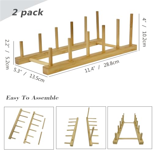 Plate Display Stands, 2 Pack Plate Holder for Displaying, 5-Tier Sturdy Craft Show Display Stands, Art Prints Book Photo Picture Frame Plaque Platter Wood Stand
