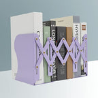 Adjustable Metal Bookends Heavy Duty for Shelves, 2 Dividers, Anti-Slip Design Expandable Book Ends for Desk, Office(Purple, 19 inches Max) - color: Purple