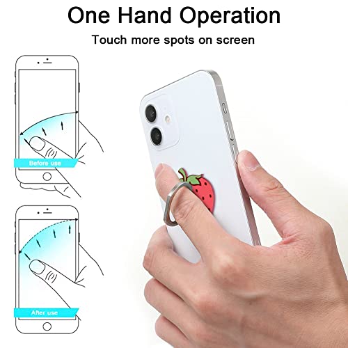 Bonoma Cute Phone Ring Holder with Strawberry Design, 3 Pack Universal Finger Ring Stand Grip Kickstand Ring, 360° Rotation Universal Stylish Stand Compatible with All Smartphones - color: Strawberry-3