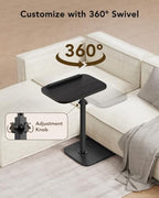 HUANUO Adjustable TV Tray, Height Adjustment TV Trays with 360° Swivel and 90° Tilt, Sturdy & Multi-Functional Sofa Table with Anti-Slip Bar, Space-Saving Side Table for Couch, Bedside, and Dining Use - color: Black