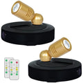 HAMVIDNE LED Spotlight, Battery Powered Spot Lights with Remote, Tree Up Lights Indoor, Dimmable Plants Spotlights, Picture Light for Wall Art Display Dartboard Painting Artwork Accent-2Pack - color: Black-Gold