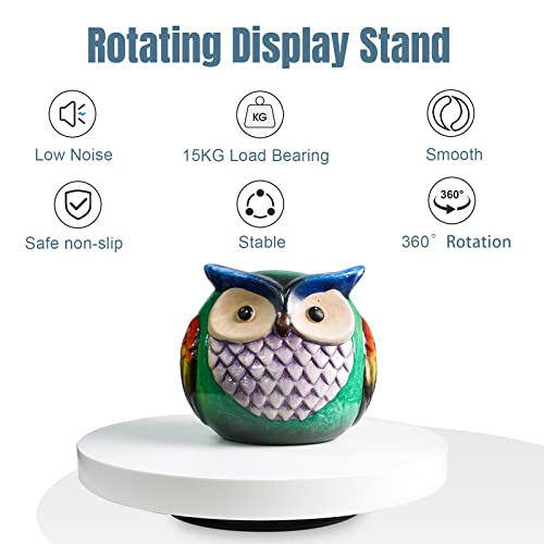 fotoconic 360 Degree Electric Rotating Display Turntable 10.24" / 26cm Motorized Rotary Stand, 3RPM, 33Lbs / 15kg Centric Loading, Anti-Clockwise & Clockwise Direction - size: White 10.24", 33Lbs Loading