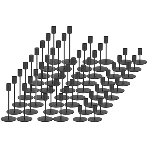 Black Candlestick Holders Bulk for Taper Candles Decorative Metal Candelabra Candle Holders Fit 0.8 Inch Diameter Candles Gold Taper Candle Stands for Wedding Home Party Table Decor (Set of 54) - color: Black, size: 54 pieces