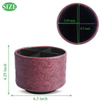 lizimandu Round Leather Art Supply Organizer,Remote Control Holder,360 Degree Spinning,Multi-Functional Pencil Holder,4 Compartments Desktop Stationary Organizer(1-Carved Red) - color: 1-Carved Red