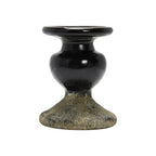 Creative Co-Op 2-Tone Sculptural Terracotta Pillar Candle Holder, Distressed Black - color: Black, size: 5.5" W x 6.5" H