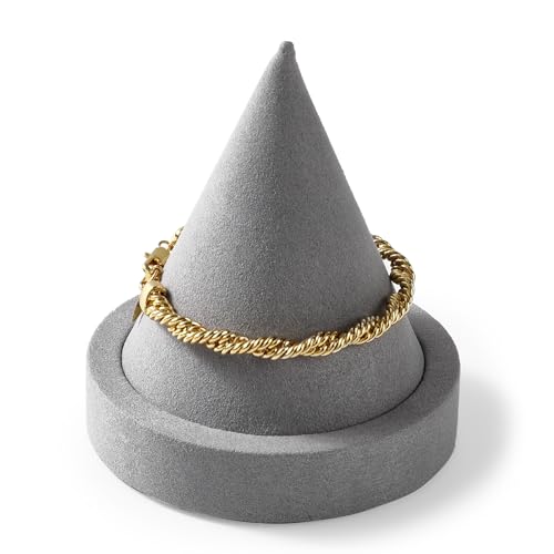 Microfiber Single Bracelet Bangle Display Stand Jewelry Bracelet Bangle Cone Display for Selling(Grey) - color: Grey
