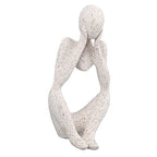 Abstract Thinker Statue | Synthetic Home Accent for Living Room/Office Desk/Bookshelf | Hollow Design Art Sculpture Collectible Present (Sandstone Focus) - style: Sandstone Focus