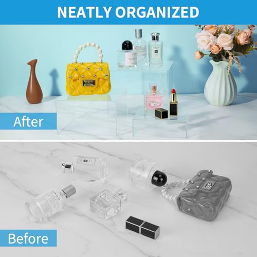 3Pcs Clear Acrylic Risers Display Stand, Buffet Risers with Hollow Bottom, Acrylic Cube Box for Figures Jewelry Perfume Handbag Food Dessert Party Show Christmas Decor(Clear-3pcs) - color: Clear-3pcs