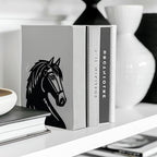 Peacoblue Metal Bookends for Shelves, Modern Decorative Heavy Duty Study Book Support Stoppers for Office, Desk, Shelf, Room 5.3"x4.3"x7" Cast Iron Simple Tall Bookends, 1 Pair (Horse Head) - style: Horse Head