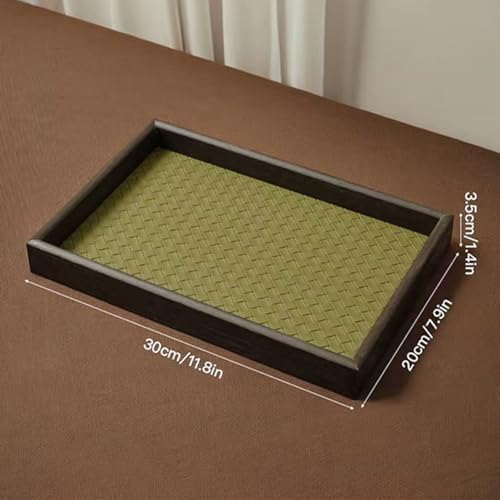 Wood Decorative Serving Tray & Valet Catchall - Holds Keys, Wallet, Phone, Jewelry - 12x8 Inch for Coffee Table, Ottoman, Nightstand, Entryway, Kitchen Home Decor
