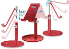 Adjustable Tablet/Phone Stand, AICase Telescopic Adjustable iPad Stand Holder,Universal Multi Angle Aluminum Stand Compatible with iPhone Smart Cell Phone/Tablet/iPad(4-13 inch), Red - color: Red