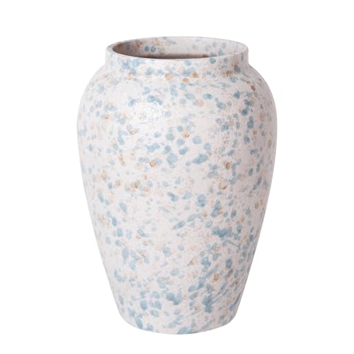 6” Tall Ceramic Vase for Home Decor, Heavyweight Speckled Ceramic Flower Vase for Farmhouse Centerpieces, Modern Table Mantel Shelf Decor, Perfect for Fresh or Artificial Flowers (Blue) - color: Blue
