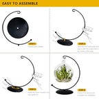 YY YEARCHY Large Ornament Display Stand for Hanging Glass Globe Ball Air Plant Flower Holder Metal Round Decorative (1, Black, 10.2"x5") - size: 10.2"x5"