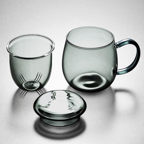 Glass Tea Cup with Infuser and Lid, 17.6oz/520ml Large Borosilicate Teacup, Clear Mug for Loose Leaf Tea, Blooming Tea, Tea Bags - Perfect Christmas or Birthday Gift for Men. - size: 17.6OZ