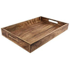 GoCraft Handmade Classic Wooden Tray – Medium 15" Serving Tray for Kitchen, Dining, and Home Use – Elegant Wood Serveware for Food, Drinks, Snacks, Coffee, Tea, Breakfast, Parties & Everyday Use - size: 15" x 10" x 2"