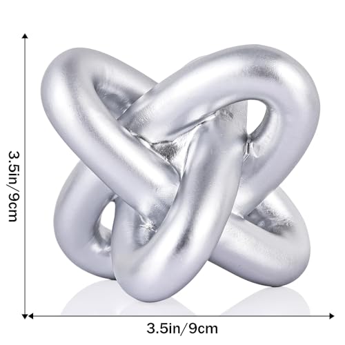 DOVDOV Silver Knot Sculpture, Three Knot Sculpture Silver Home Decor Accent, Suitable for Rustic Style Coffee Tables, Living Room Dining Tables, entryway Shelves, and Small Decorations. - color: Silver