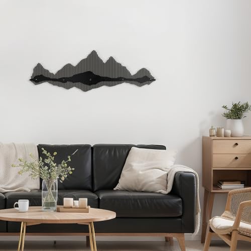 SIGNLEADER Metal Wall Decor Mountains Lines Minimalist Modern Luxury Wall Sculpture Hangings 3D Statue Home Decoration for Living Room, Bedroom, Bathroom, Kitchen, Fireplace, Office - 18" Black - color: Gry13-2405-m13, size: 18" Black