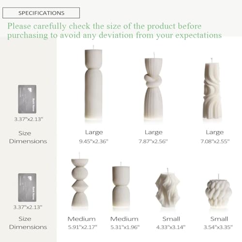 7-Pack Pillar Candles - Soy Wax Handmade Ribbed Candles for Home Decor, Housewarming Gift, Shelf & Table Decor - Aesthetic Modern Candles Set (White) - color: White