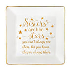 Sisters Gifts from Sister Mothers Day Valentine's Day Birthday Gifts for Sister Thanksgiving Christmas Little Ceramic Small Jewelry Dish Big Brother Unique Trinket Tray,Sisters are Like Stars - color: Sisters Stars