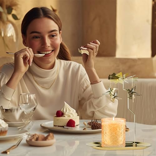 Rotary Candle Holder Hummingbird Gold Metal Spinning Tea Lights Candle Holder, Romantic Scandinavian Designed Candlestick Ornament for Wedding Party Christmas Festival Home Decor，Hummingbird - color: Gold Hummingbird